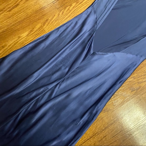 Vintage Y2K 100% Silk Blue Slip Dress Cowl Neck Silk Dress Backless Dress Prom - Picture 12 of 15